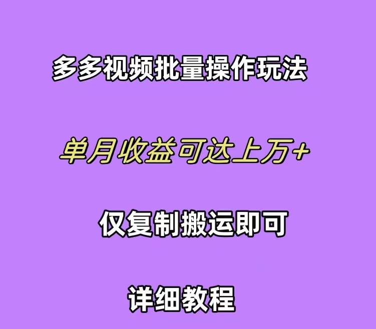 拼多多视频带货快速过爆款选品教程 每天轻轻松松赚取三位数佣金 小白必…创富副业网-网创项目资源站-副业项目-创业项目-搞钱项目创富副业网