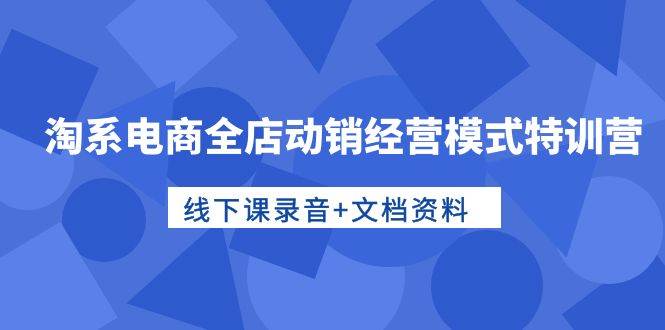淘系电商全店动销经营模式特训营，线下课录音+文档资料创富副业网-网创项目资源站-副业项目-创业项目-搞钱项目创富副业网