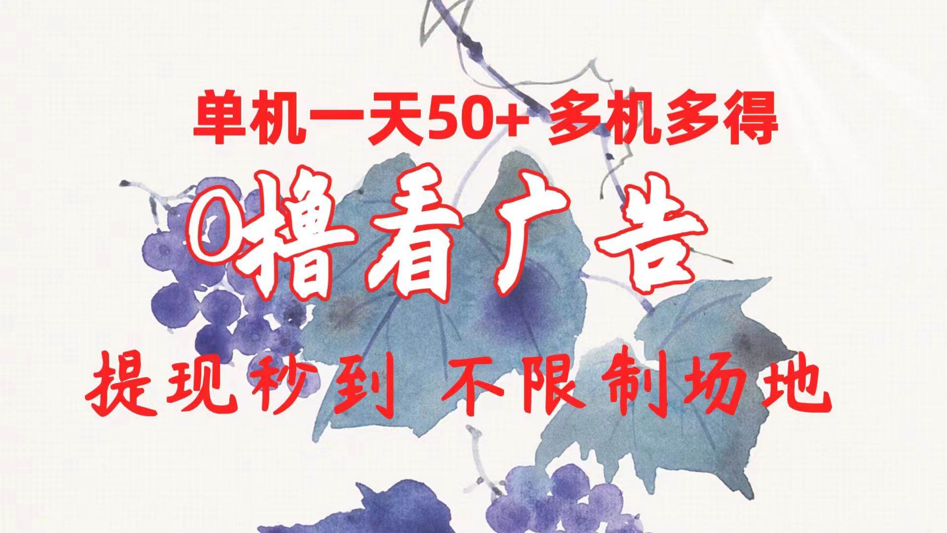 0撸看广告 单机一天50+多机多得 提现秒到 不限制场地操作创富副业网-网创项目资源站-副业项目-创业项目-搞钱项目创富副业网