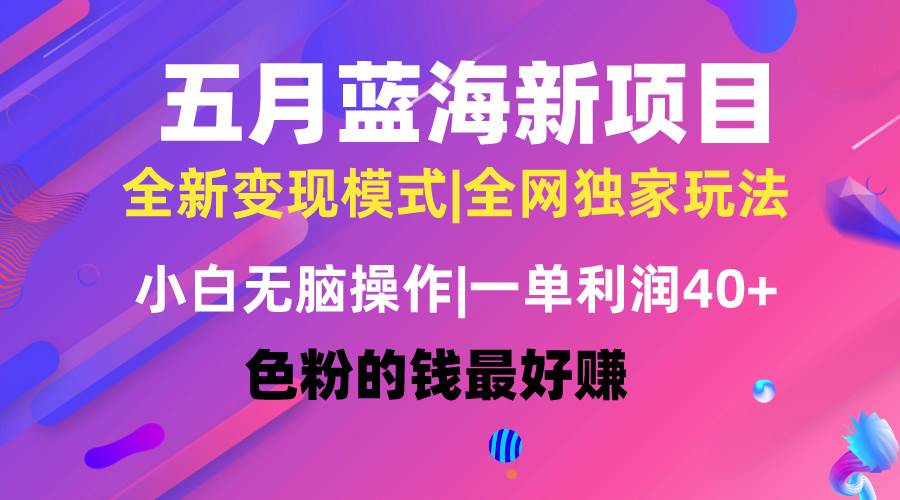 五月蓝海项目全新玩法，小白无脑操作，一天几分钟，矩阵操作，月入4万+创富副业网-网创项目资源站-副业项目-创业项目-搞钱项目创富副业网