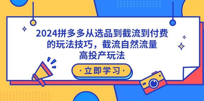 2024拼多多从选品到截流到付费的玩法技巧，截流自然流量玩法，高投产玩法创富副业网-网创项目资源站-副业项目-创业项目-搞钱项目创富副业网