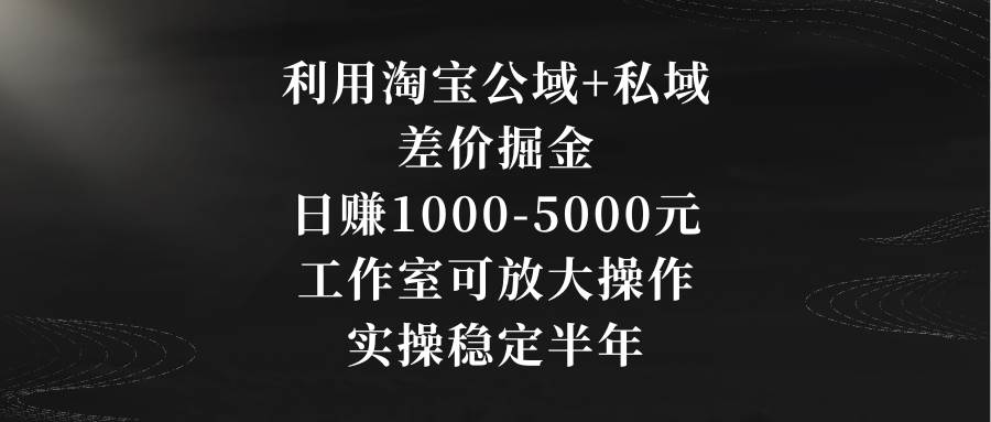 利用淘宝公域+私域差价掘金，日赚1000-5000元，工作室可放大操作，实操…创富副业网-网创项目资源站-副业项目-创业项目-搞钱项目创富副业网