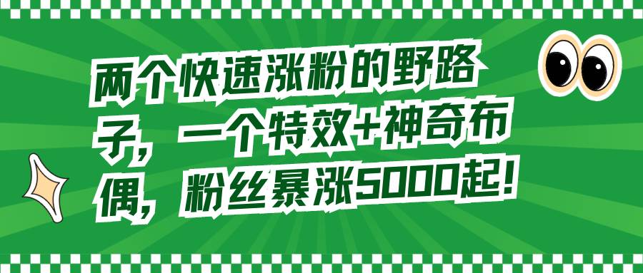 两个快速涨粉的野路子，一个特效+神奇布偶，粉丝暴涨5000起！创富副业网-网创项目资源站-副业项目-创业项目-搞钱项目创富副业网