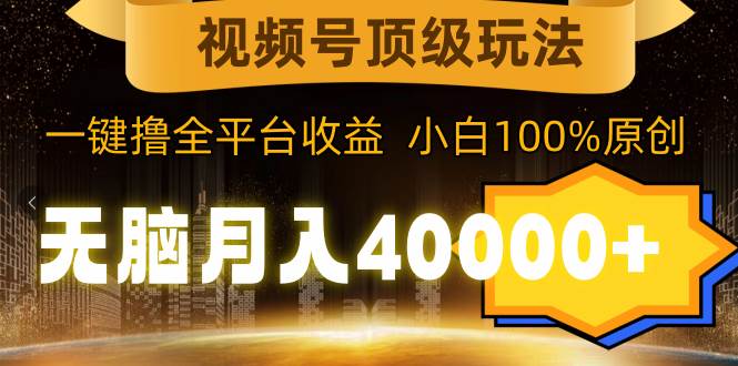视频号顶级玩法，无脑月入40000+，一键撸全平台收益，纯小白也能100%原创创富副业网-网创项目资源站-副业项目-创业项目-搞钱项目创富副业网