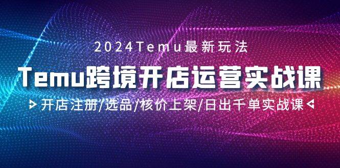 2024Temu跨境开店运营实战课，开店注册/选品/核价上架/日出千单实战课创富副业网-网创项目资源站-副业项目-创业项目-搞钱项目创富副业网