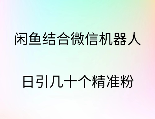 闲鱼结合微信机器人，日引几十个精准粉创富副业网-网创项目资源站-副业项目-创业项目-搞钱项目创富副业网