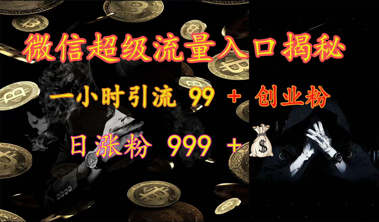 微信超级流量入口揭秘：一小时引流 99 + 创业粉，日涨粉 999 +【揭秘】创富副业网-网创项目资源站-副业项目-创业项目-搞钱项目创富副业网