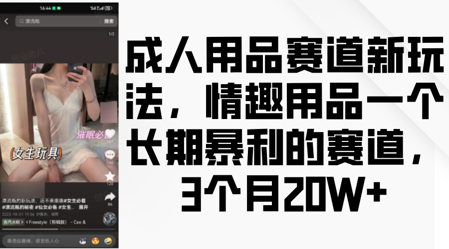 情趣用品一个长期暴利的赛道，成人用品赛道新玩法，3个月20W+创富副业网-网创项目资源站-副业项目-创业项目-搞钱项目创富副业网