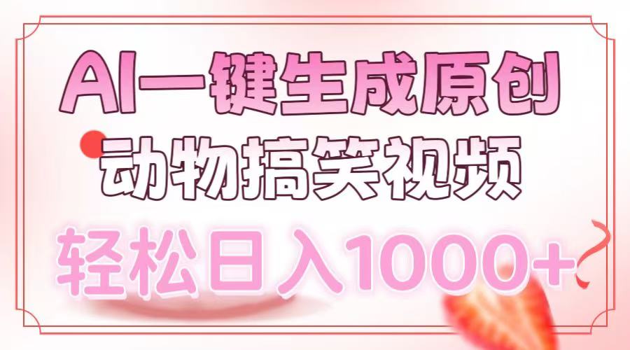 AI一键生成原创动物搞笑视频，轻松日入1000+创富副业网-网创项目资源站-副业项目-创业项目-搞钱项目创富副业网