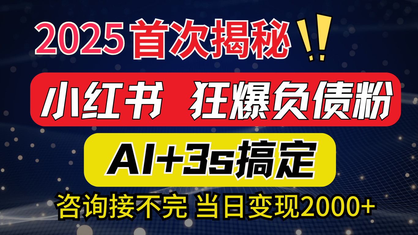 2025引流天花板：最新小红书狂暴负债粉思路，咨询接不断，当日入2000+创富副业网-网创项目资源站-副业项目-创业项目-搞钱项目创富副业网