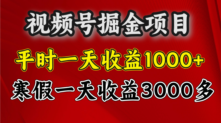 视频号掘金项目，寒假一天收益3000多创富副业网-网创项目资源站-副业项目-创业项目-搞钱项目创富副业网
