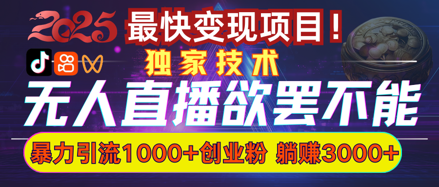 欲罢不能的无人直播引流，超暴力日引流1000+高质量精准创业粉创富副业网-网创项目资源站-副业项目-创业项目-搞钱项目创富副业网