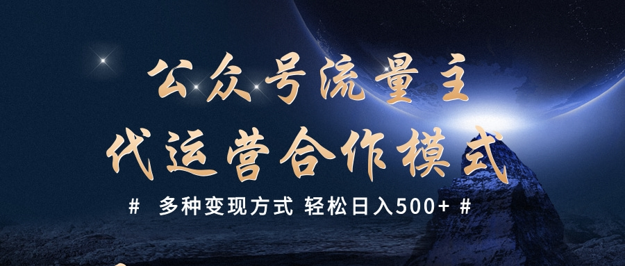 公众号流量主代运营  多种变现方式 轻松日入500+创富副业网-网创项目资源站-副业项目-创业项目-搞钱项目创富副业网