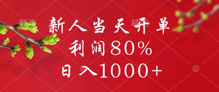 新人当天开单，利润80%，日入1000+创富副业网-网创项目资源站-副业项目-创业项目-搞钱项目创富副业网