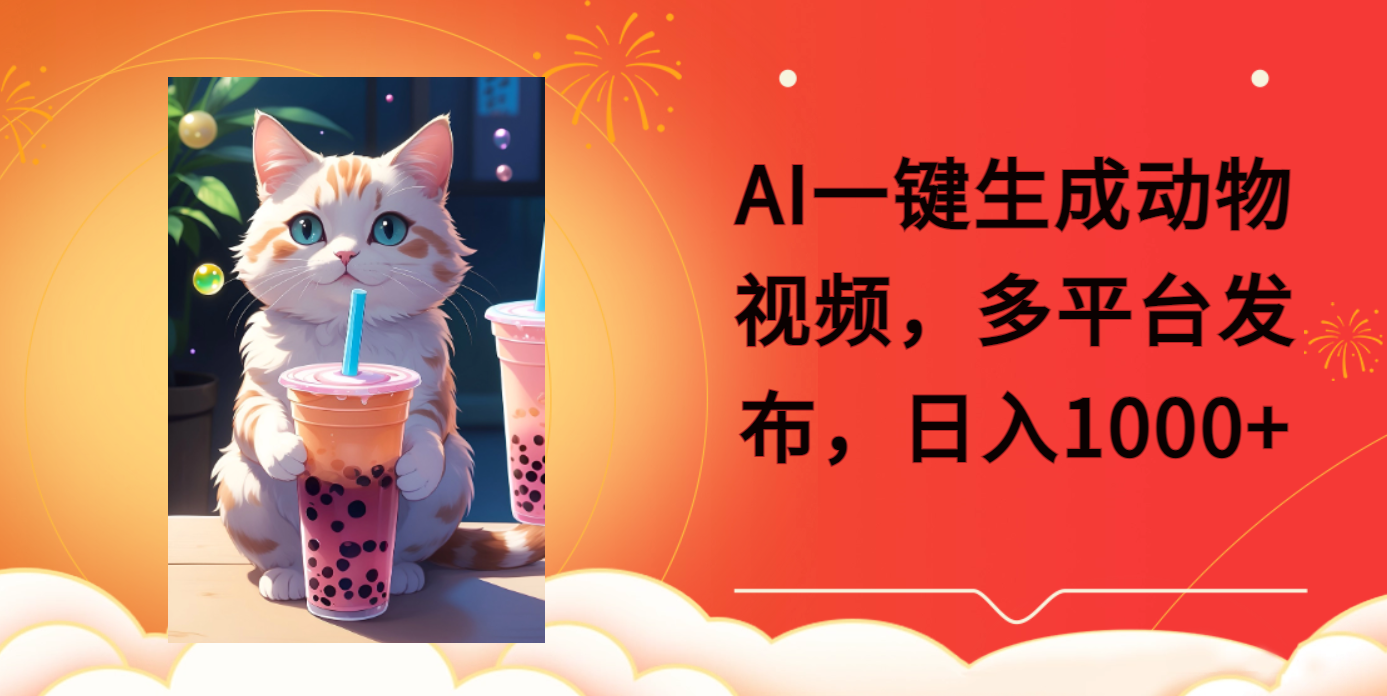 AI一键生成动物搞笑视频，多平台发布，轻松破千万播放，日入2000+创富副业网-网创项目资源站-副业项目-创业项目-搞钱项目创富副业网