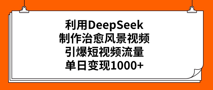 利用DeepSeek制作治愈风景视频，引爆短视频流量，单日变现1000+创富副业网-网创项目资源站-副业项目-创业项目-搞钱项目创富副业网