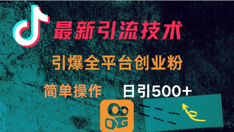 最新引流方法，引爆全平台创业粉操作简单，日引300＋创富副业网-网创项目资源站-副业项目-创业项目-搞钱项目创富副业网