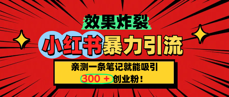 小红书炸裂玩法，亲测一条笔记就能吸引300+精准创业粉！创富副业网-网创项目资源站-副业项目-创业项目-搞钱项目创富副业网