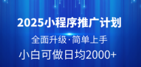 2025小程序推广计划，全面升级，简单上手，日均2000+创富副业网-网创项目资源站-副业项目-创业项目-搞钱项目创富副业网