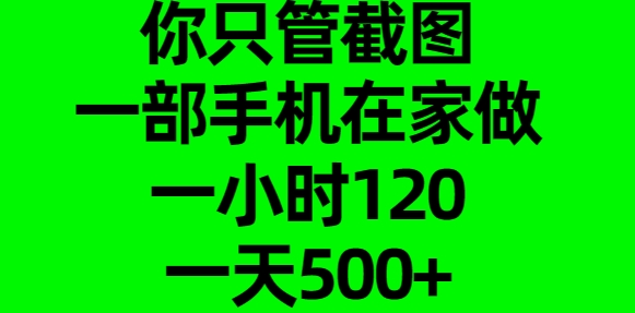 你只管截图，一部手机在家做，一小时120，一天500+创富副业网-网创项目资源站-副业项目-创业项目-搞钱项目创富副业网