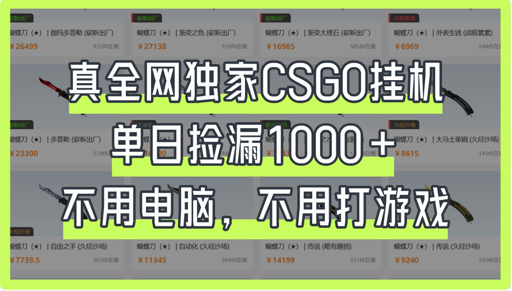 真全网独家CSGO挂机，单日捡漏1000+创富副业网-网创项目资源站-副业项目-创业项目-搞钱项目创富副业网