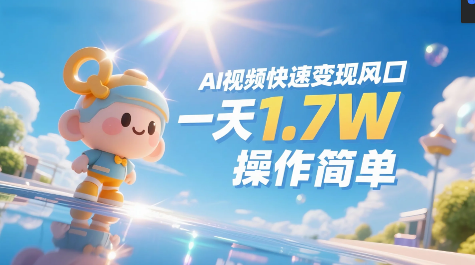 《Ai视频变现风口，一天1.7W，收入无上限，操作简单》创富副业网-网创项目资源站-副业项目-创业项目-搞钱项目创富副业网