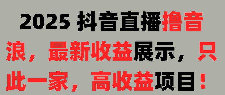 2025 抖音直播撸音浪，最新收益展示，只此一家，高收益项目！创富副业网-网创项目资源站-副业项目-创业项目-搞钱项目创富副业网