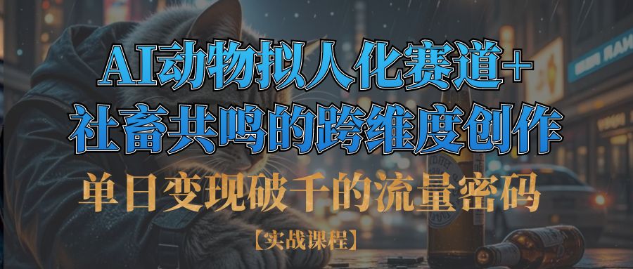 单日变现破千的流量密码,AI动物拟人化赛道+社畜共鸣的跨维度创作创富副业网-网创项目资源站-副业项目-创业项目-搞钱项目创富副业网