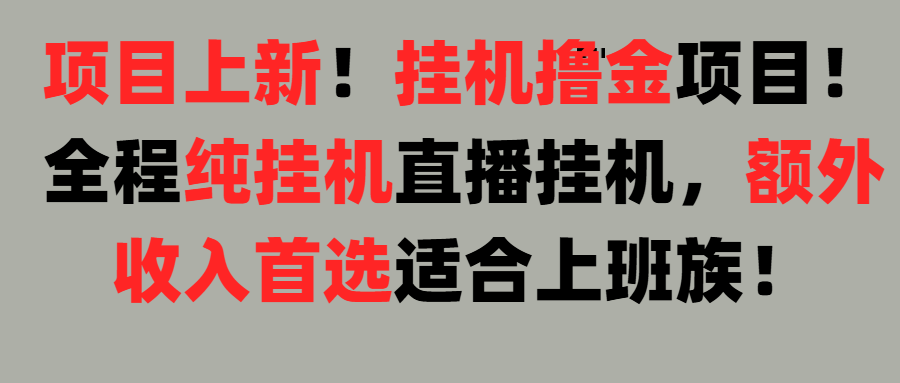 项目上新！挂机撸金项目！全程纯挂机直播挂机，额外收入首选，适合上班族！创富副业网-网创项目资源站-副业项目-创业项目-搞钱项目创富副业网