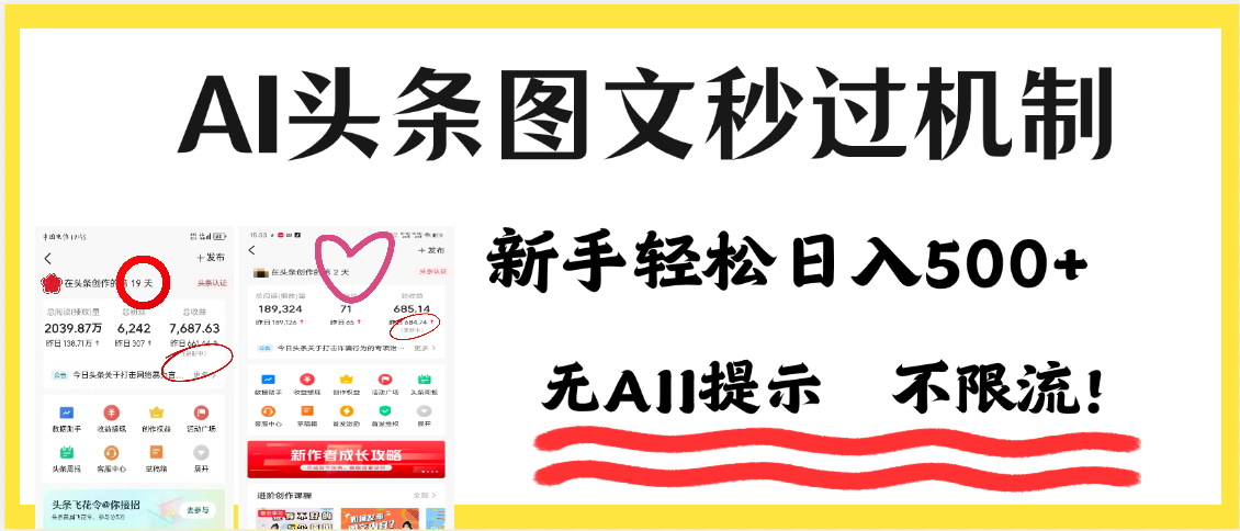 AI黑科技，一键创作，轻松破机制，头条图文轻松日入500+创富副业网-网创项目资源站-副业项目-创业项目-搞钱项目创富副业网