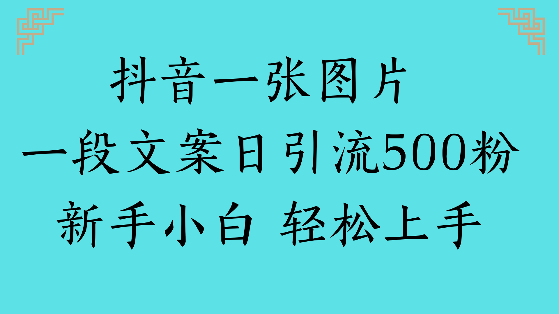 抖音一张图片 一段文案日引流500粉新手小白 轻松上手创富副业网-网创项目资源站-副业项目-创业项目-搞钱项目创富副业网