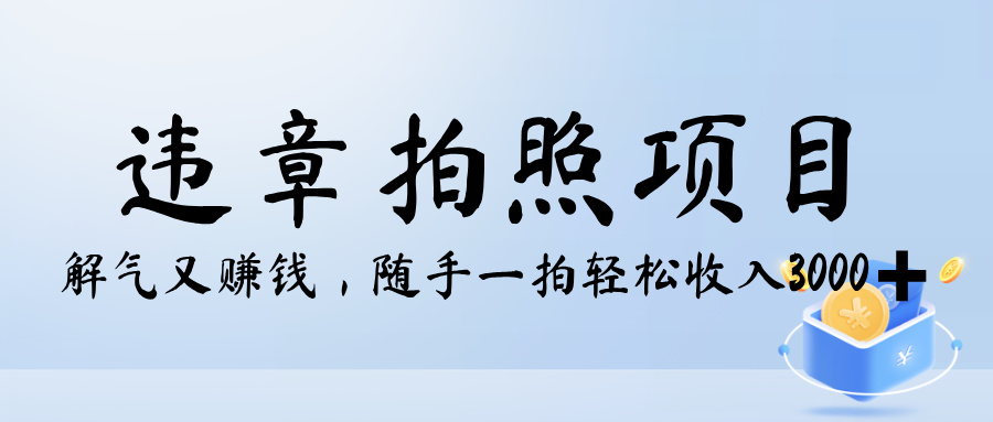 解气又赚钱的项目，最新违章拍照赚钱，随手一拍，轻松收入3000+创富副业网-网创项目资源站-副业项目-创业项目-搞钱项目创富副业网