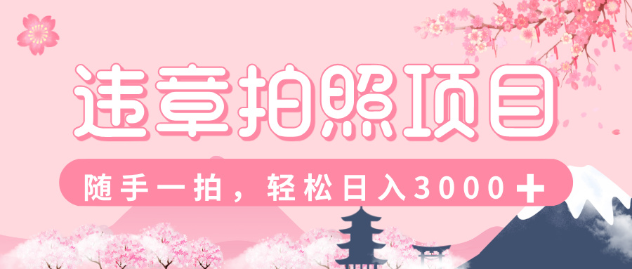 解气又赚钱的项目，最新违章拍照赚钱，随手一拍，轻松收入3000+创富副业网-网创项目资源站-副业项目-创业项目-搞钱项目创富副业网