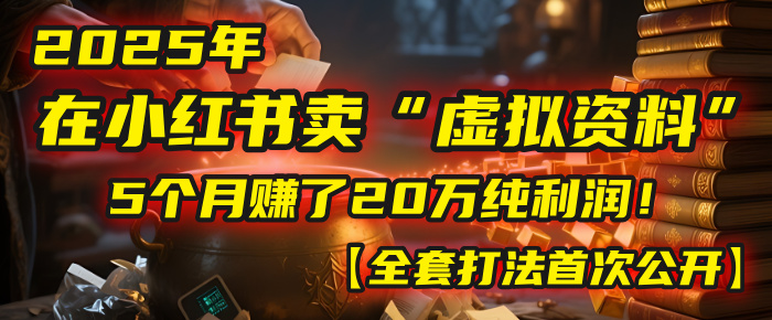 2025年在小红书卖“虚拟资料”，5个月赚了20万纯利润！【全套打法首次公开】创富副业网-网创项目资源站-副业项目-创业项目-搞钱项目创富副业网