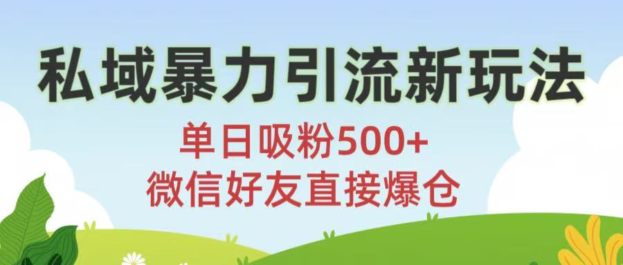 私域暴力引流新玩法!单日吸粉500+，微信好友直接爆仓创富副业网-网创项目资源站-副业项目-创业项目-搞钱项目创富副业网