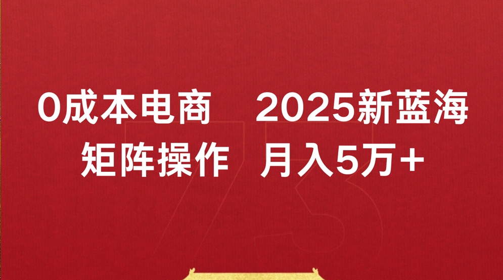 0成本电商2025新蓝海矩阵操作 月入5万+创富副业网-网创项目资源站-副业项目-创业项目-搞钱项目创富副业网