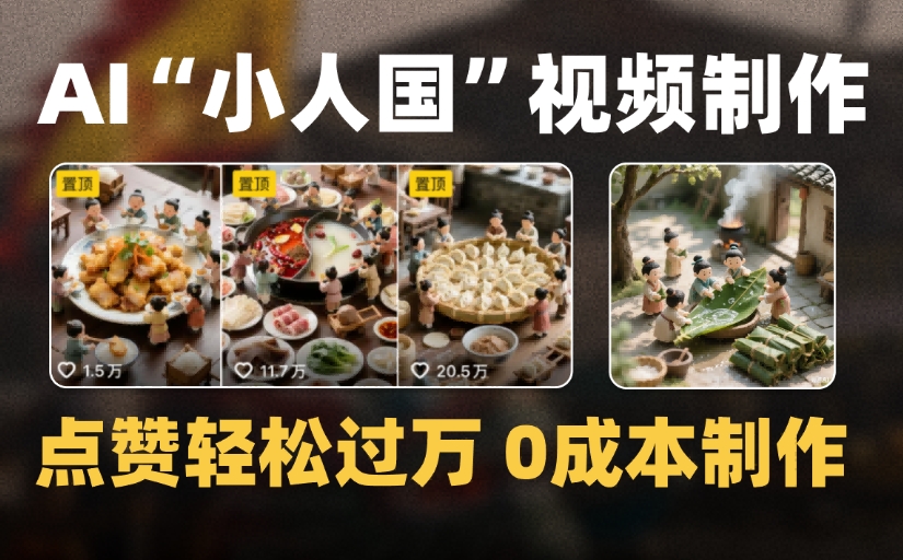 爆款1000W+微缩景观迷你小人国AI视频，0成本制作全流程教学创富副业网-网创项目资源站-副业项目-创业项目-搞钱项目创富副业网