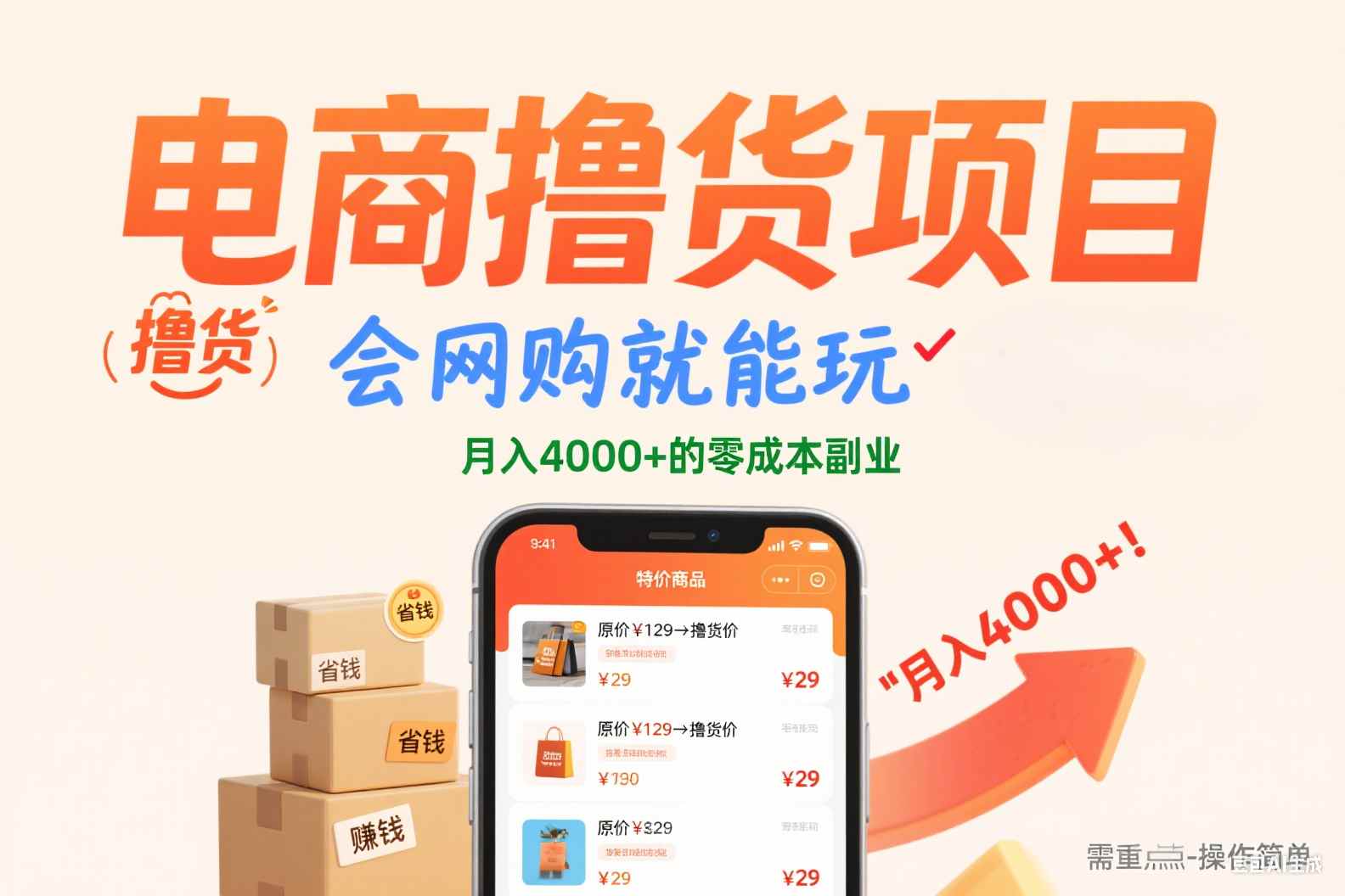 电商撸货项目，会网购就能玩，月入4000+的零成本副业创富副业网-网创项目资源站-副业项目-创业项目-搞钱项目创富副业网