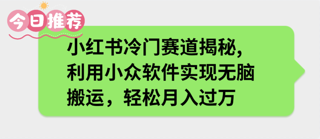 小红书冷门赛道揭秘,利用小众软件实现无脑搬运,轻松月入过万创富副业网-网创项目资源站-副业项目-创业项目-搞钱项目创富副业网