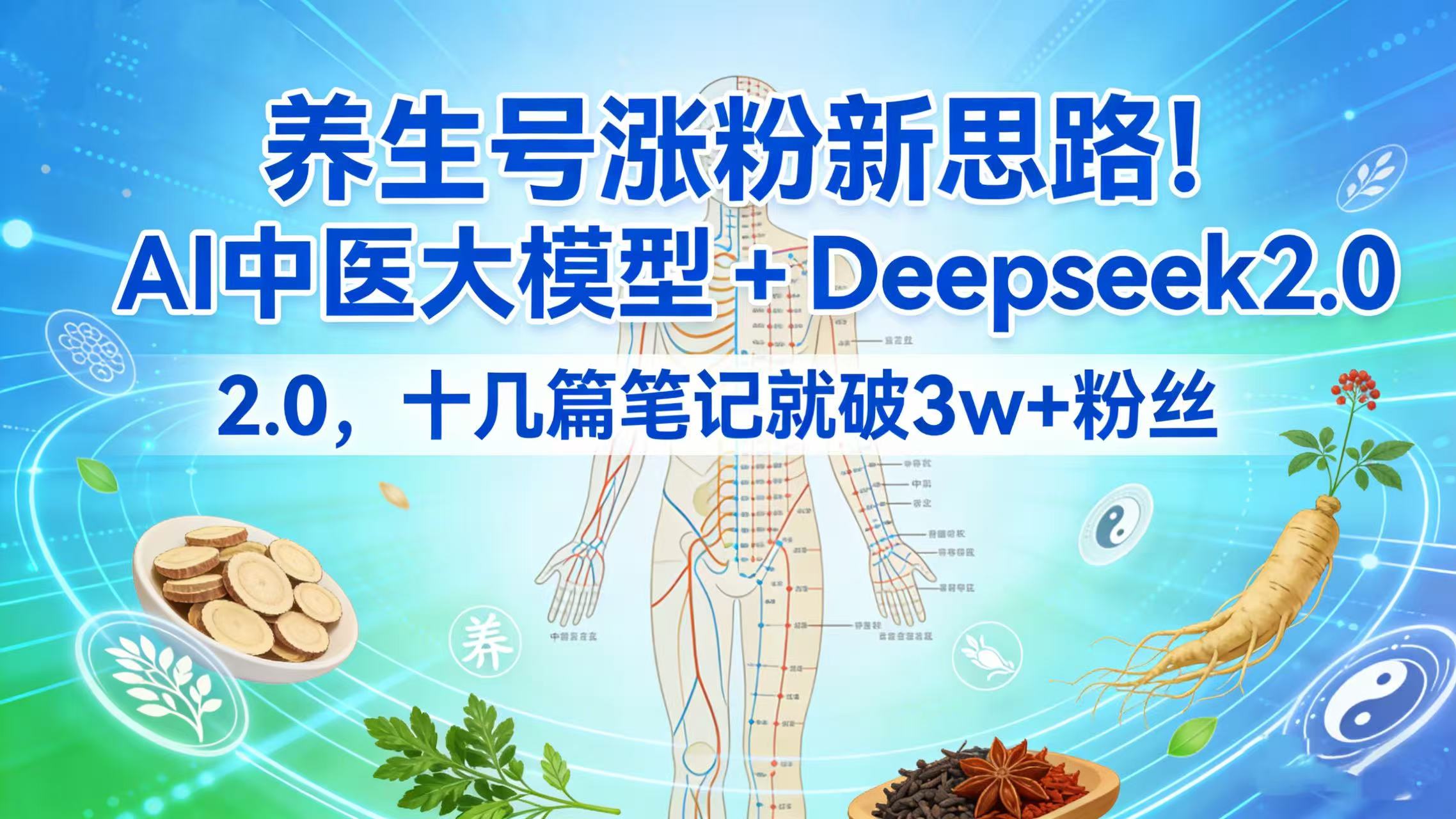 养生号涨粉新思路！AI 中医大模型 + Deepseek 2.0，十几篇笔记就破 3w + 粉丝创富副业网-网创项目资源站-副业项目-创业项目-搞钱项目创富副业网