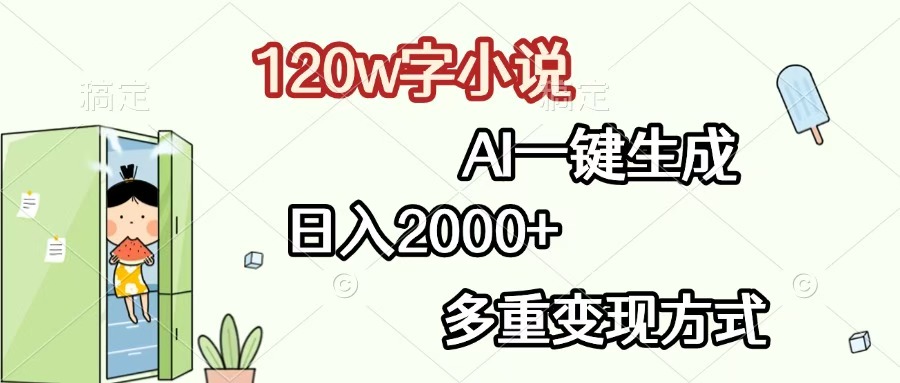 120w字小说,AI一键生成,日入2000+,多重变现方式创富副业网-网创项目资源站-副业项目-创业项目-搞钱项目创富副业网