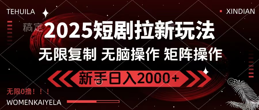 2025短剧拉新玩法，无需注册登录，无限0撸，无脑批量操作日入2000+创富副业网-网创项目资源站-副业项目-创业项目-搞钱项目创富副业网