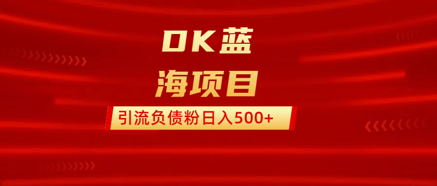 DK蓝海项目  通过，抖音，快手，小红书，引流负债粉日入500+创富副业网-网创项目资源站-副业项目-创业项目-搞钱项目创富副业网