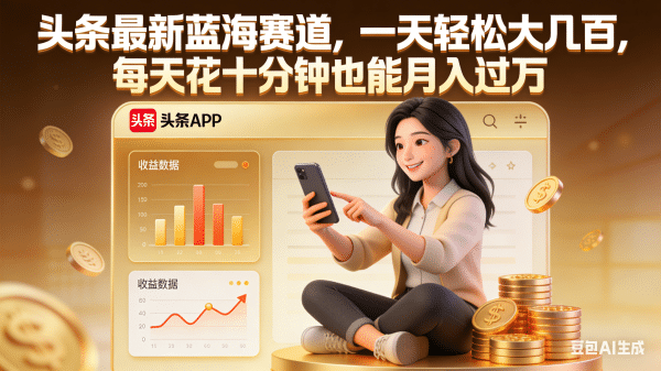 头条最新蓝海赛道，一天轻松大几百，每天花十分钟也能月入过万创富副业网-网创项目资源站-副业项目-创业项目-搞钱项目创富副业网
