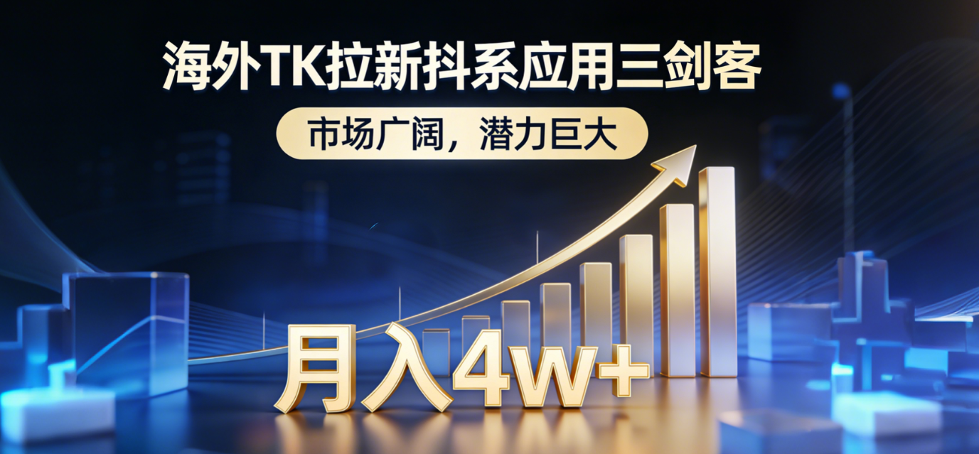 2026海外TK拉新抖系应用三剑客，市场广阔，潜力巨大，月入4w+创富副业网-网创项目资源站-副业项目-创业项目-搞钱项目创富副业网