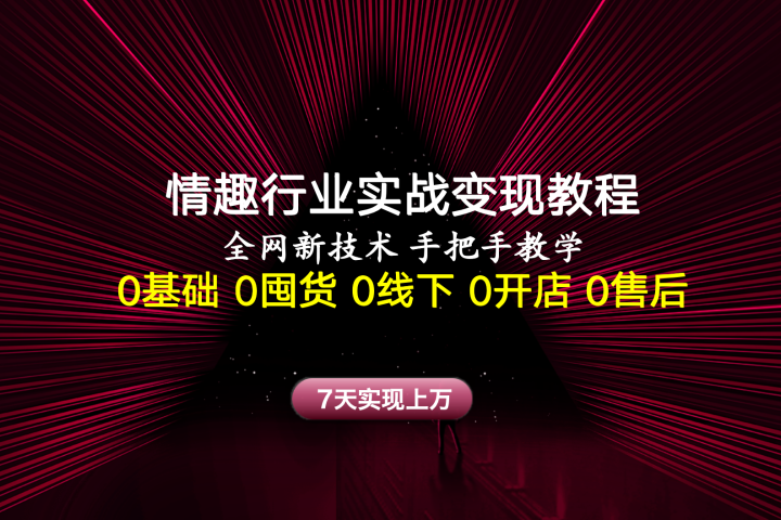 情趣行业实战变现教程，全网新技术，手把手教学，7天实现上万创富副业网-网创项目资源站-副业项目-创业项目-搞钱项目创富副业网