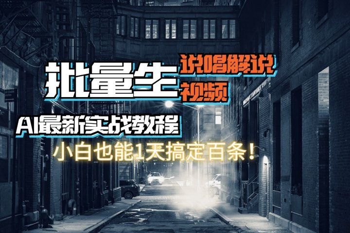 【AI最新实战教程】批量生成说唱解说视频,小白也能1天搞定百条!创富副业网-网创项目资源站-副业项目-创业项目-搞钱项目创富副业网