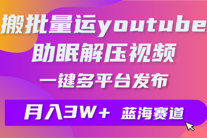 一键搬运YouTube解压助眠视频简单操作月入1W+创富副业网-网创项目资源站-副业项目-创业项目-搞钱项目创富副业网