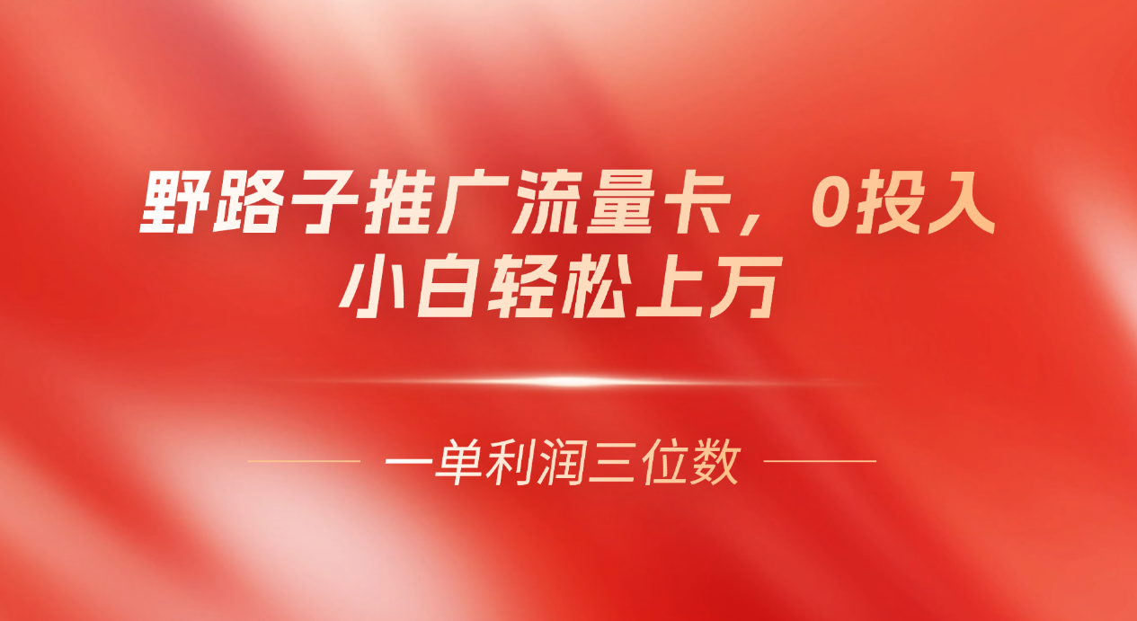 图片[1]创富副业网-网创项目资源站-副业项目-创业项目-搞钱项目野路子推广流量卡，一单利润上百，0投入，小白月利润上万创富副业网-网创项目资源站-副业项目-创业项目-搞钱项目创富副业网